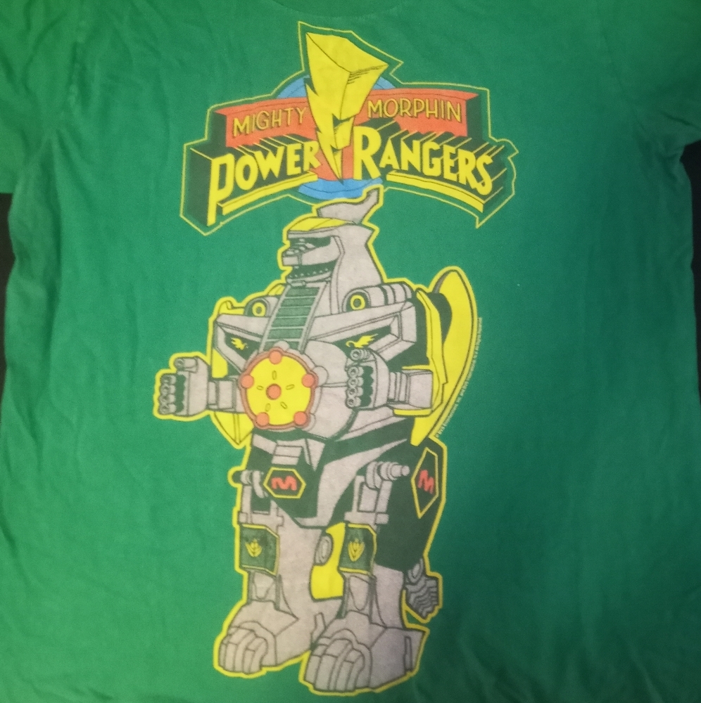MENS 90s VINTAGE T Power Rangers Green L